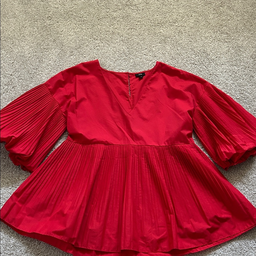 River Island Red Pleated Blouse